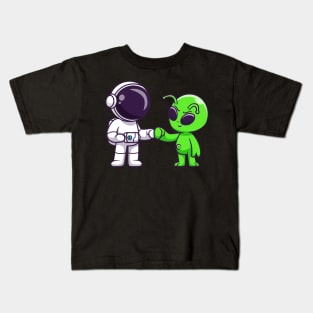 Astronaut with an Alien Kids T-Shirt